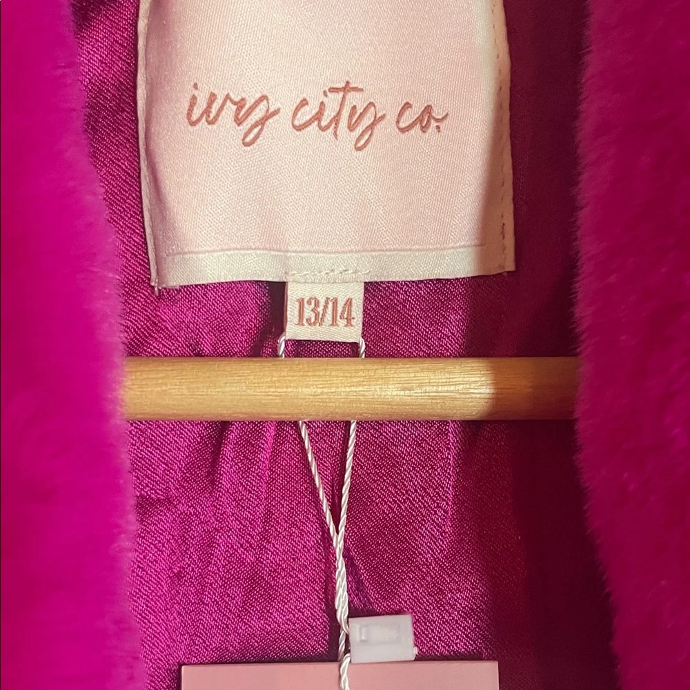 Ivy City Co Vibrant Pink Faux Fur Jacket